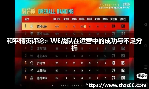 和平精英评论：WE战队在运营中的成功与不足分析