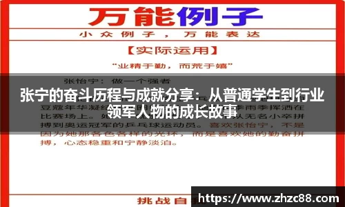 张宁的奋斗历程与成就分享：从普通学生到行业领军人物的成长故事